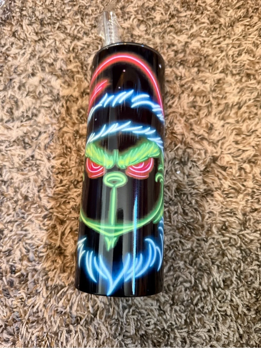 Neon Palm Black Art Tumbler - Decorative Home Art